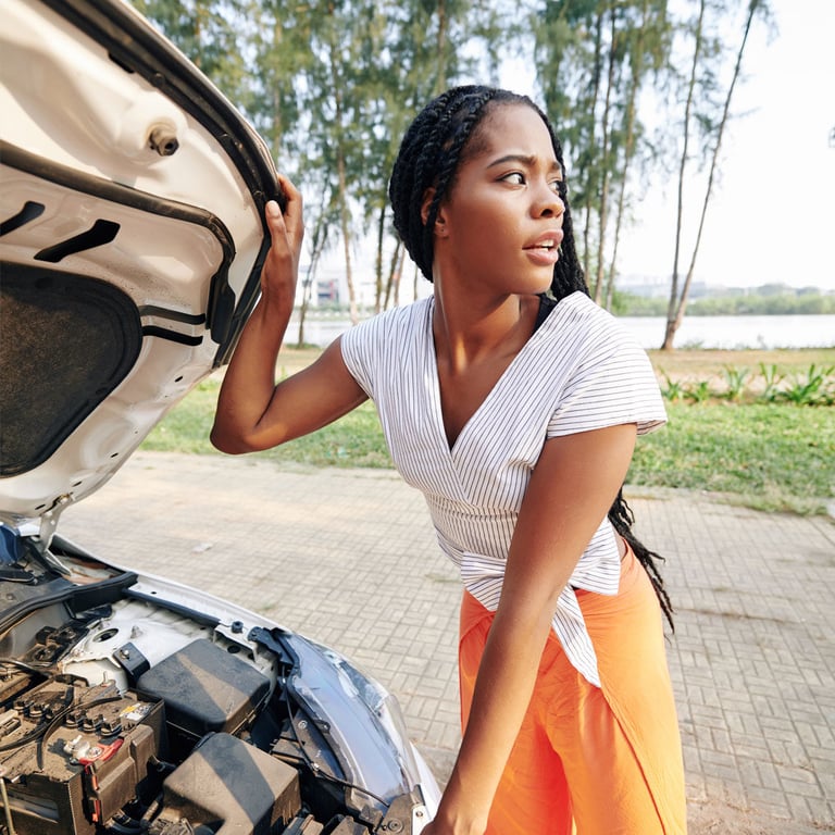 A-personal-line-of-credit-will-help-this-woman-stranded-fix-her-car.